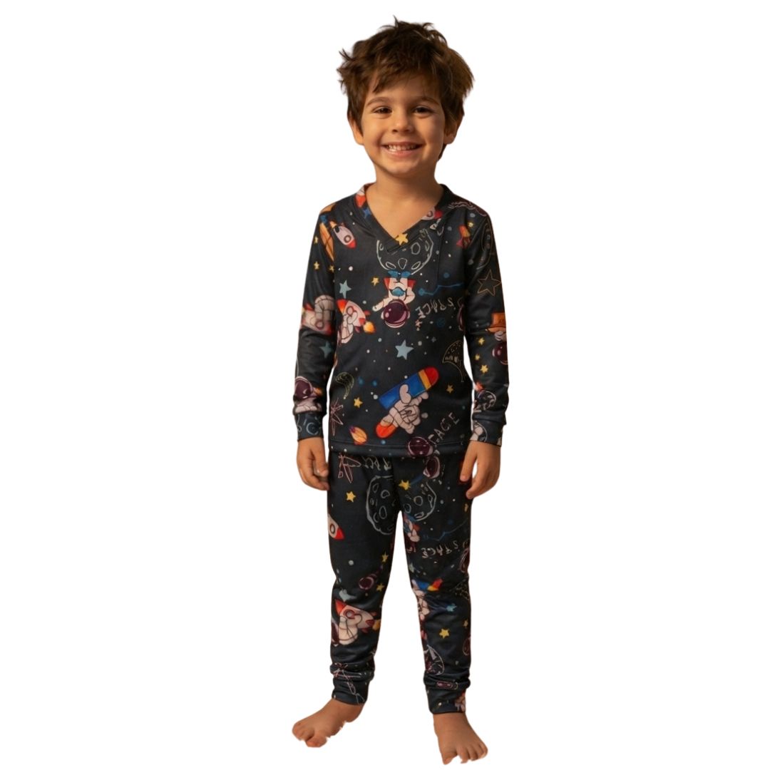 Pijama Infantil Manga Longa Astronauta