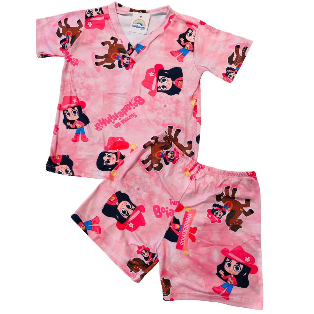Pijama Infantil Manga Curta Boiadeira
