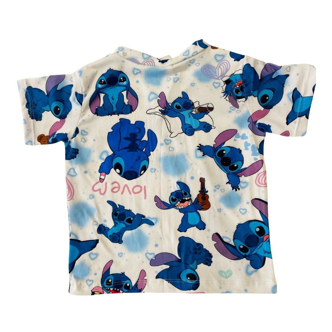 Pijama Infantil Manga Curta Stitch Love