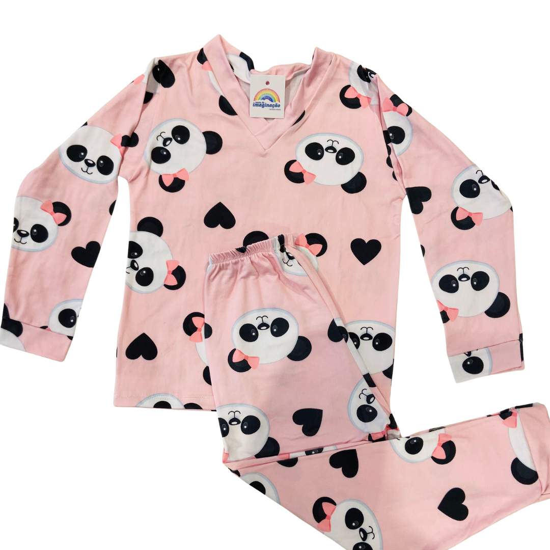 Pijama Infantil Manga Longa Pandinha