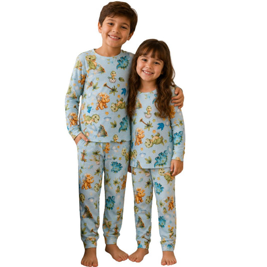 Pijama Infantil Manga Longa Dinossauro