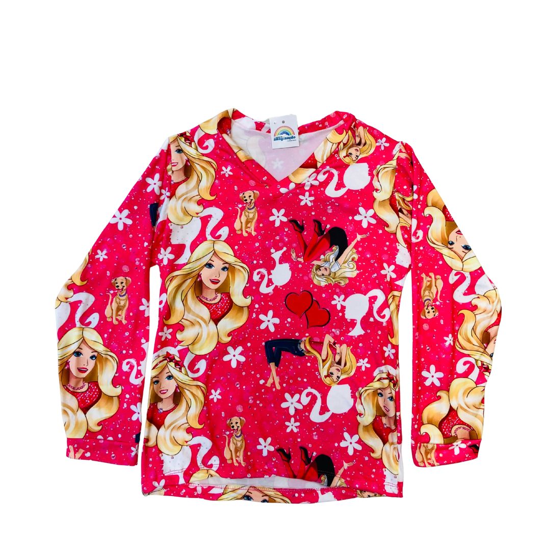 Pijama Infantil Manga Longa Barbie Pink