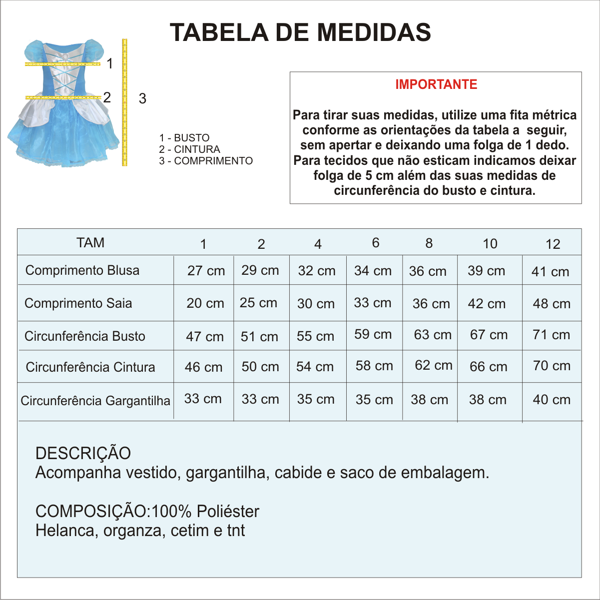 Fantasia Infantil Cinderela Clássica