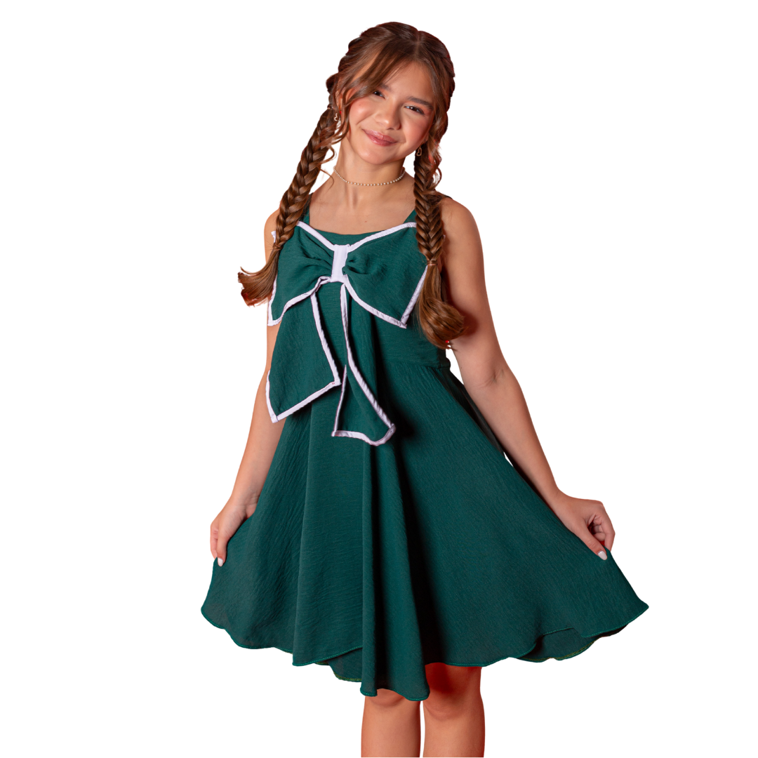 Vestido Infantil Natal Laços Delicados