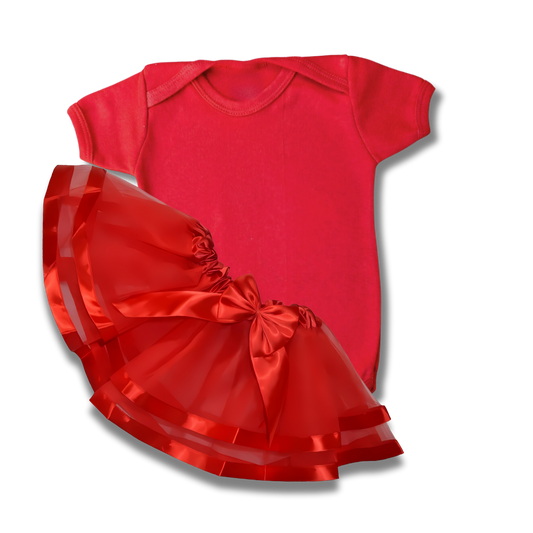 Saia Tule Bebê Luxo Vermelho