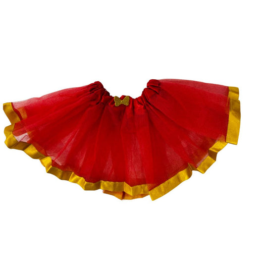 Saia Tule Bebê Vermelho com Dourado