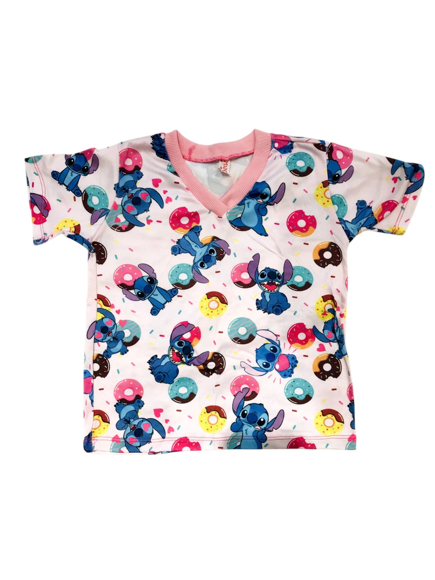 Pijama Infantil Manga Curta Stitch Donuts