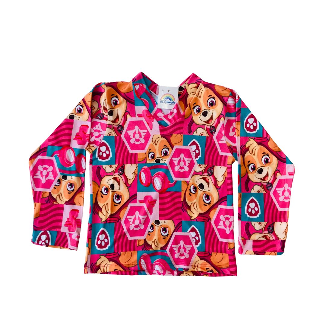 Pijama Infantil Manga Longa Skye Rosa