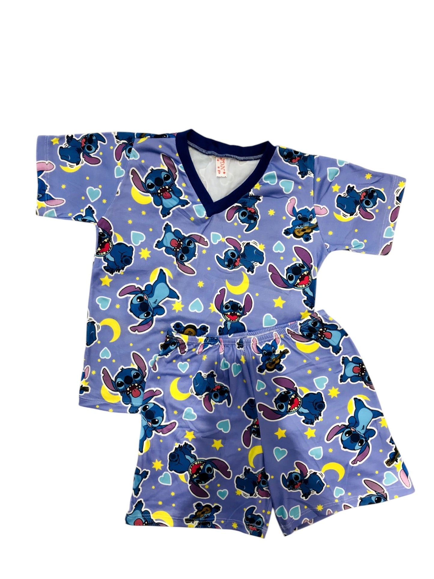 Pijama Infantil Manga Curta Stitch Lilás