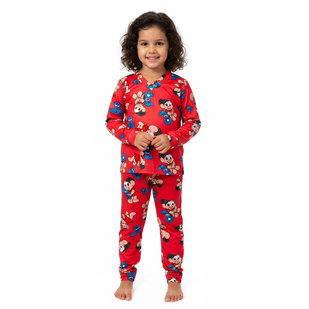 Pijama Infantil Manga Longa Mônica