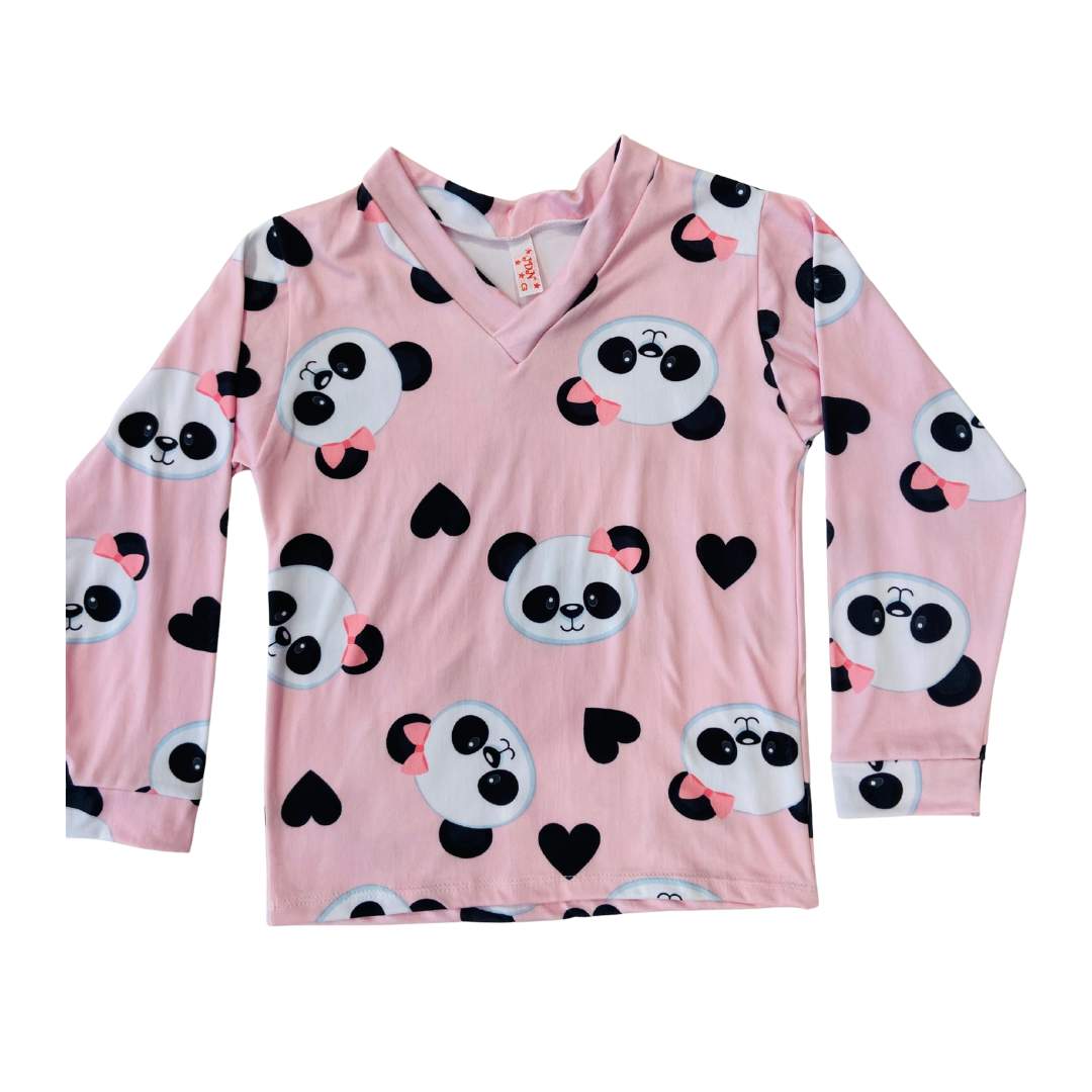 Pijama Infantil Manga Longa Pandinha