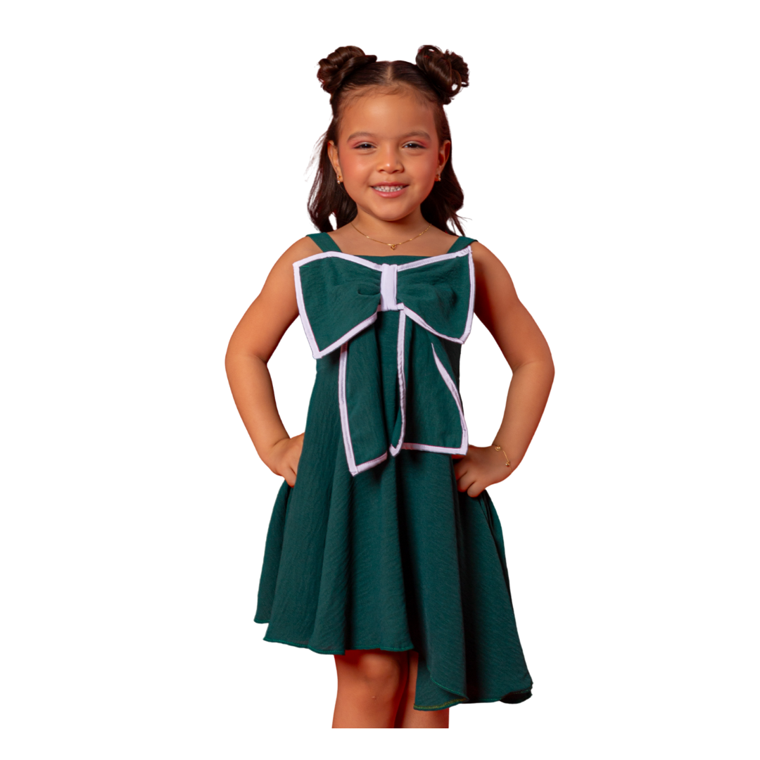 Vestido Infantil Natal Laços Delicados