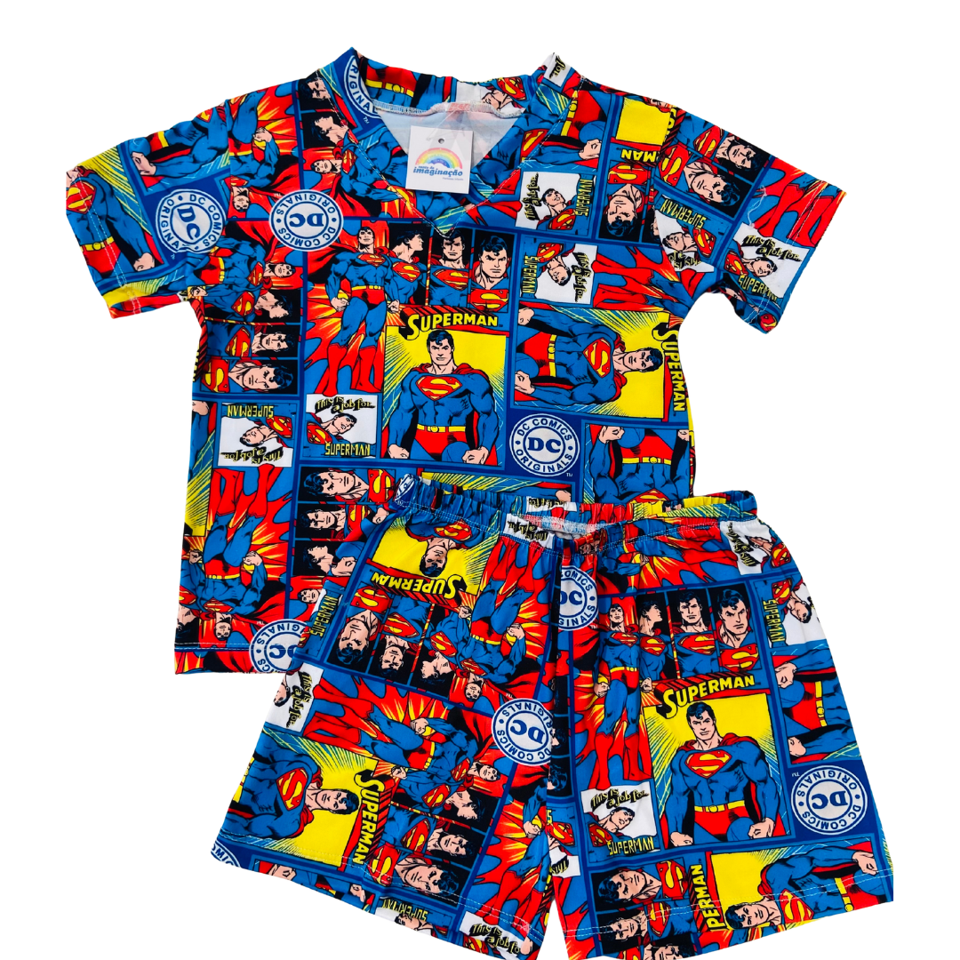 Pijama Infantil Manga Curta Super-Homem