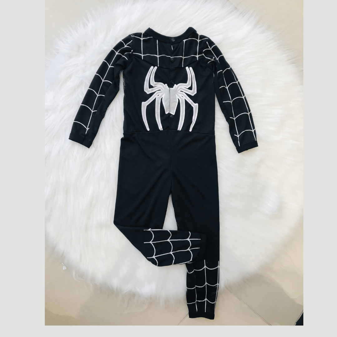 Fantasia Infantil Menino Aranha Preto Macacão Longo
