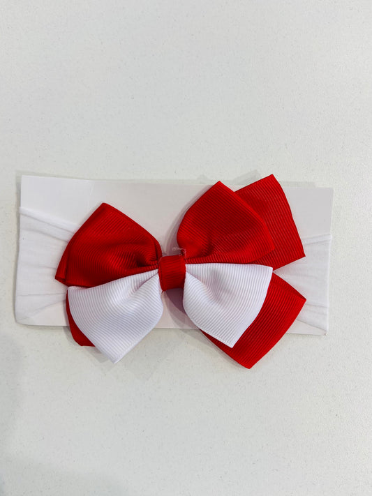Laço Bebê Branco com Vermelho