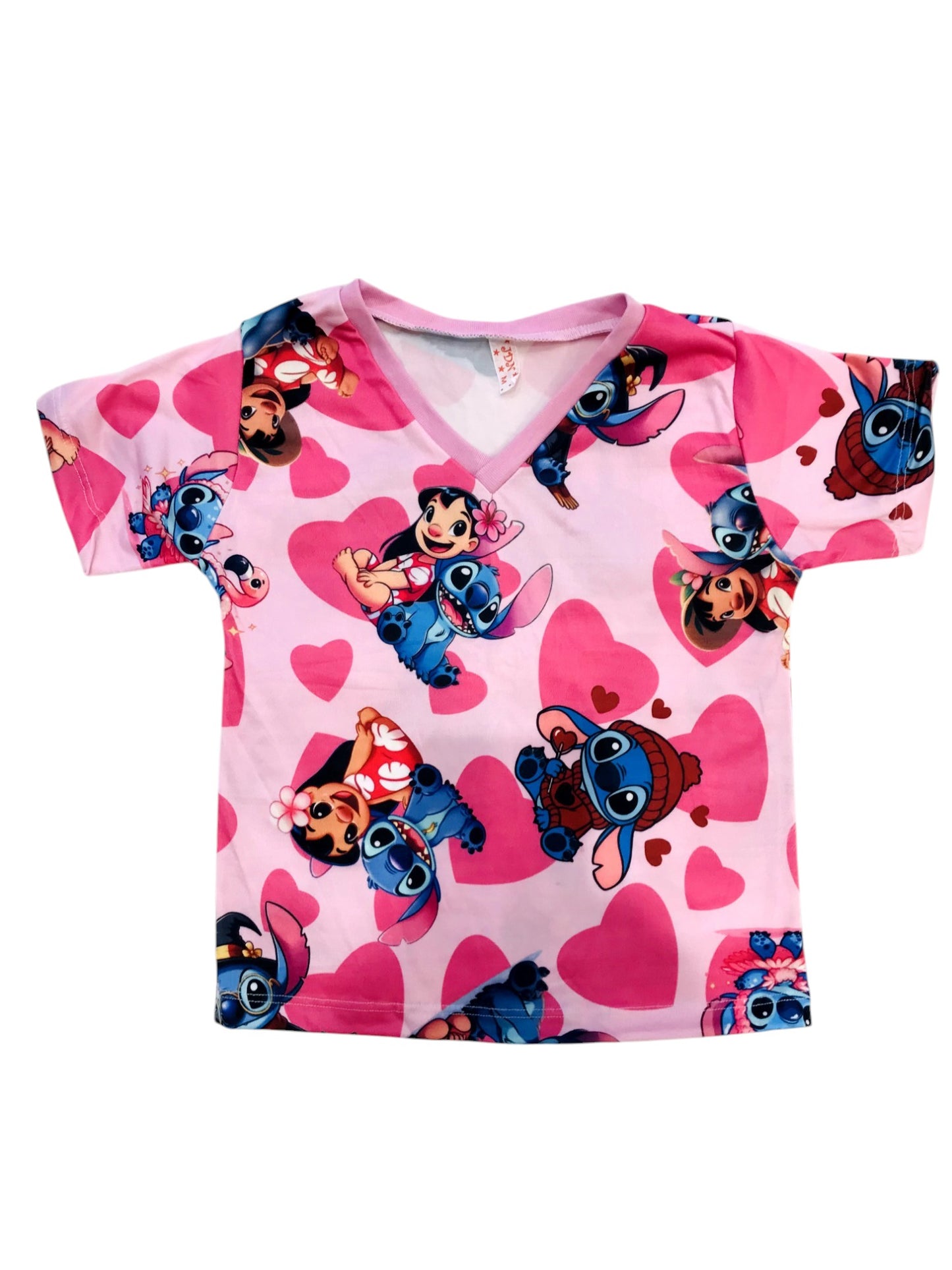Pijama Infantil Manga Longa Stitch Rosa