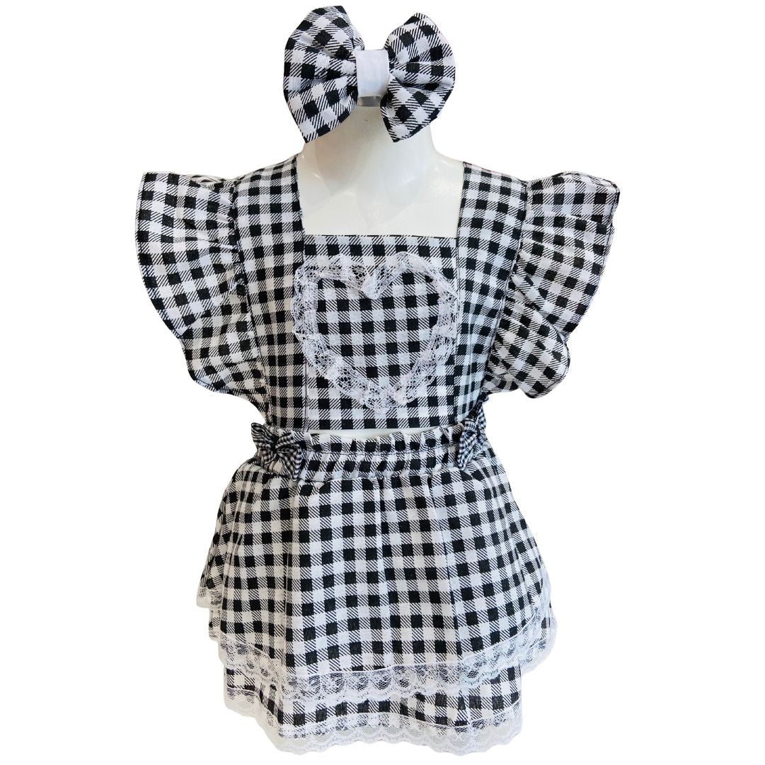 Romper Bebê Xadrez Coração