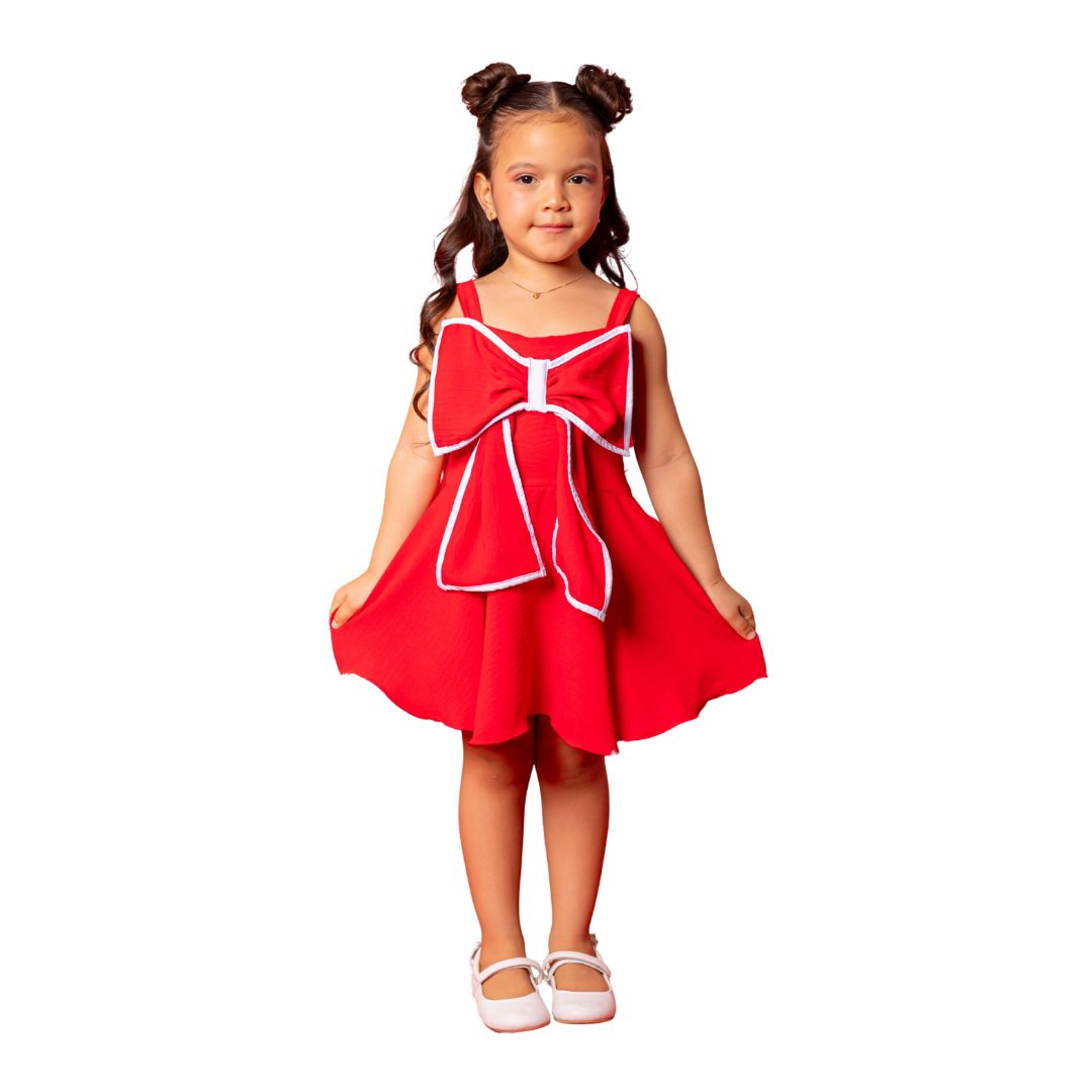 Vestido Infantil Natal Laços Delicados
