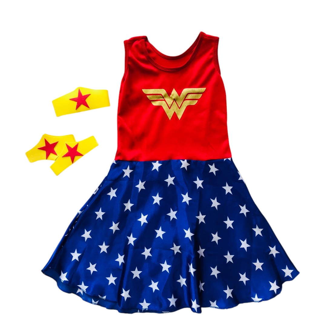 Fantasia Infantil Mulher Maravilha Acetinado