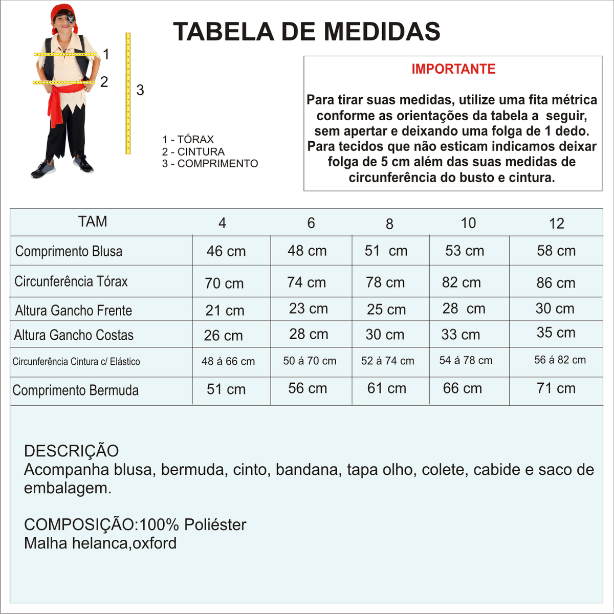 Fantasia Infantil do Pirata Clássica