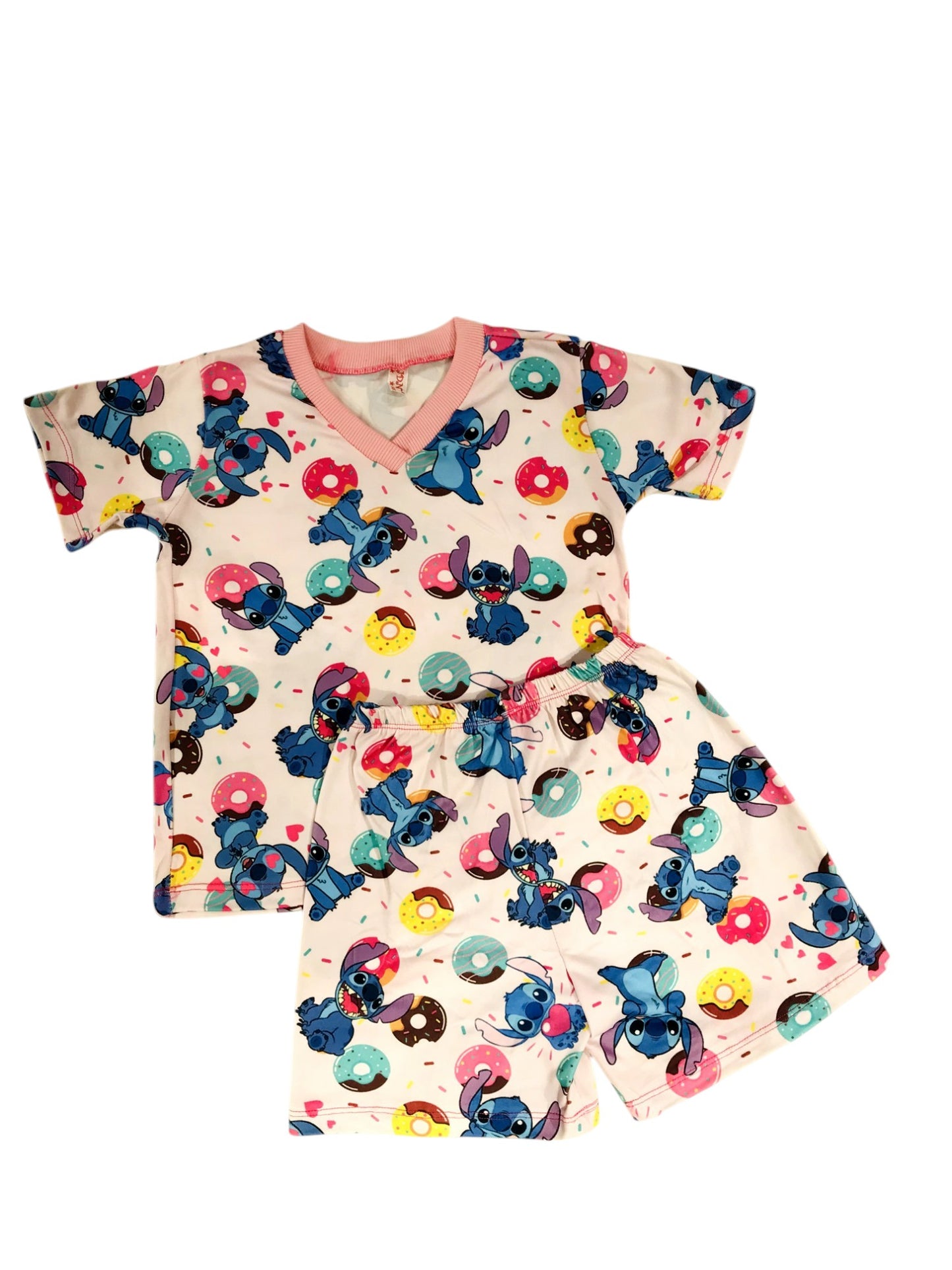 Pijama Infantil Manga Curta Stitch Donuts