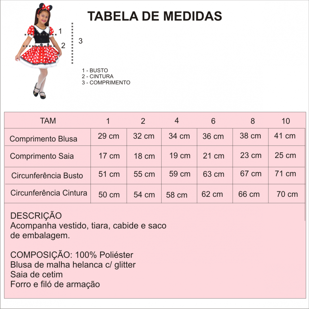 Fantasia Infantil da Minnie Vermelha Luxo