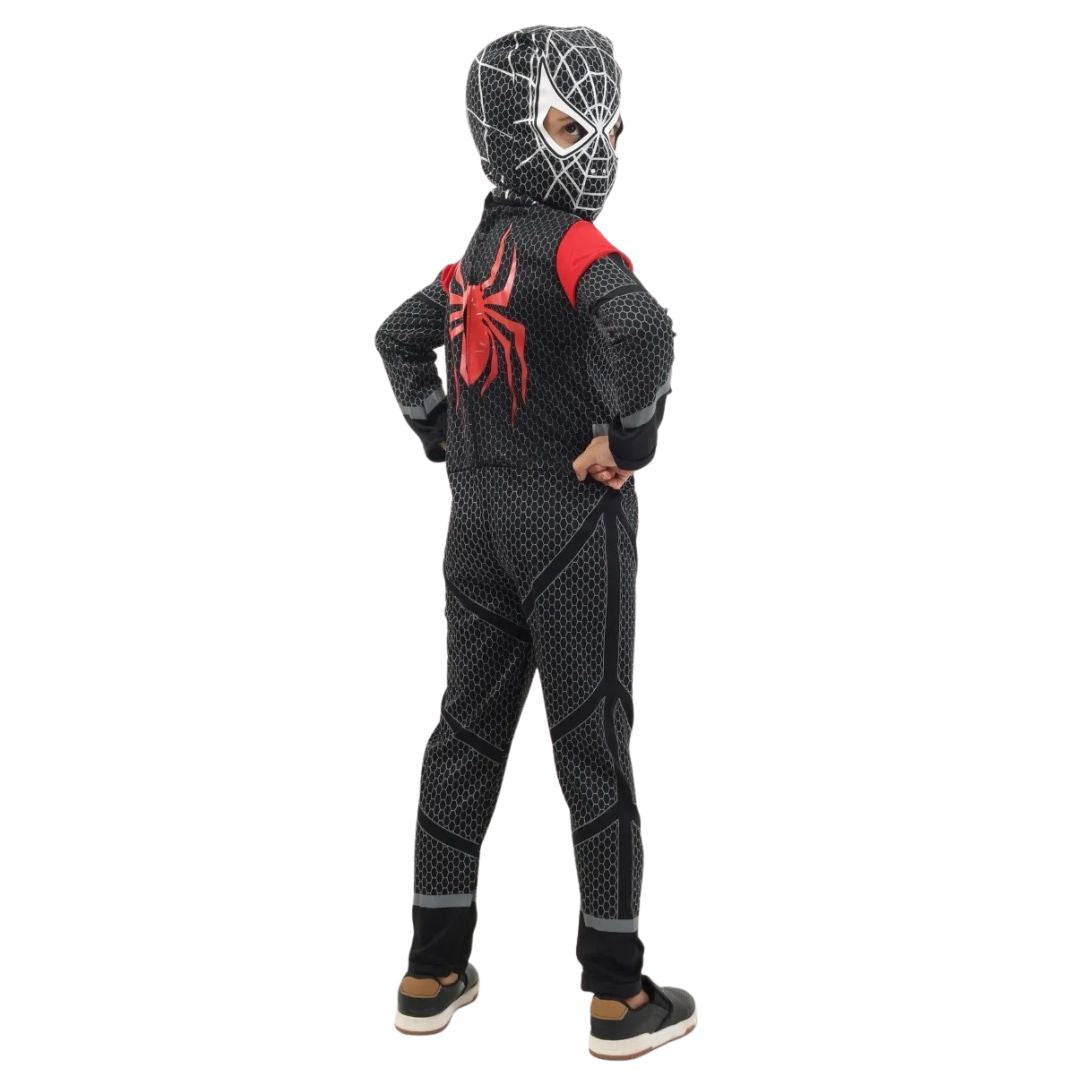 Fantasia Infantil Menino Aranha Longo Preto com Vermelho