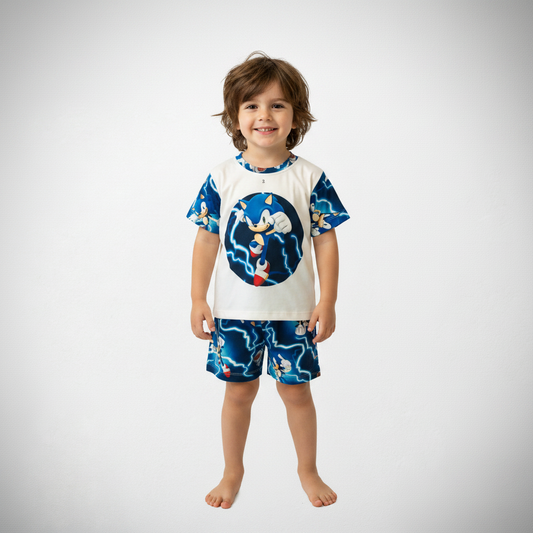 Pijama Infantil Manga Curta Sonic