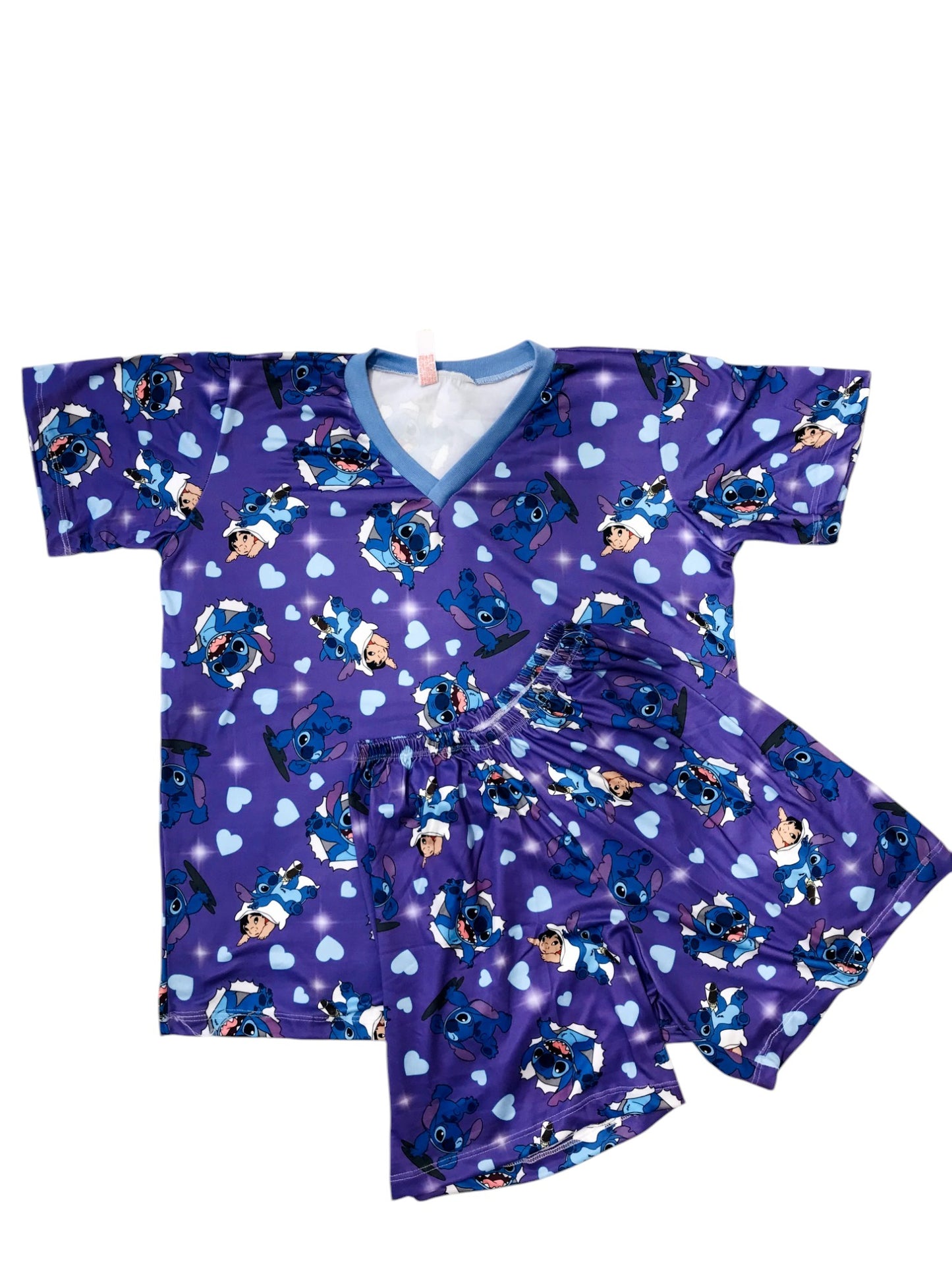 Pijama Infantil Manga Curta Stitch Roxo