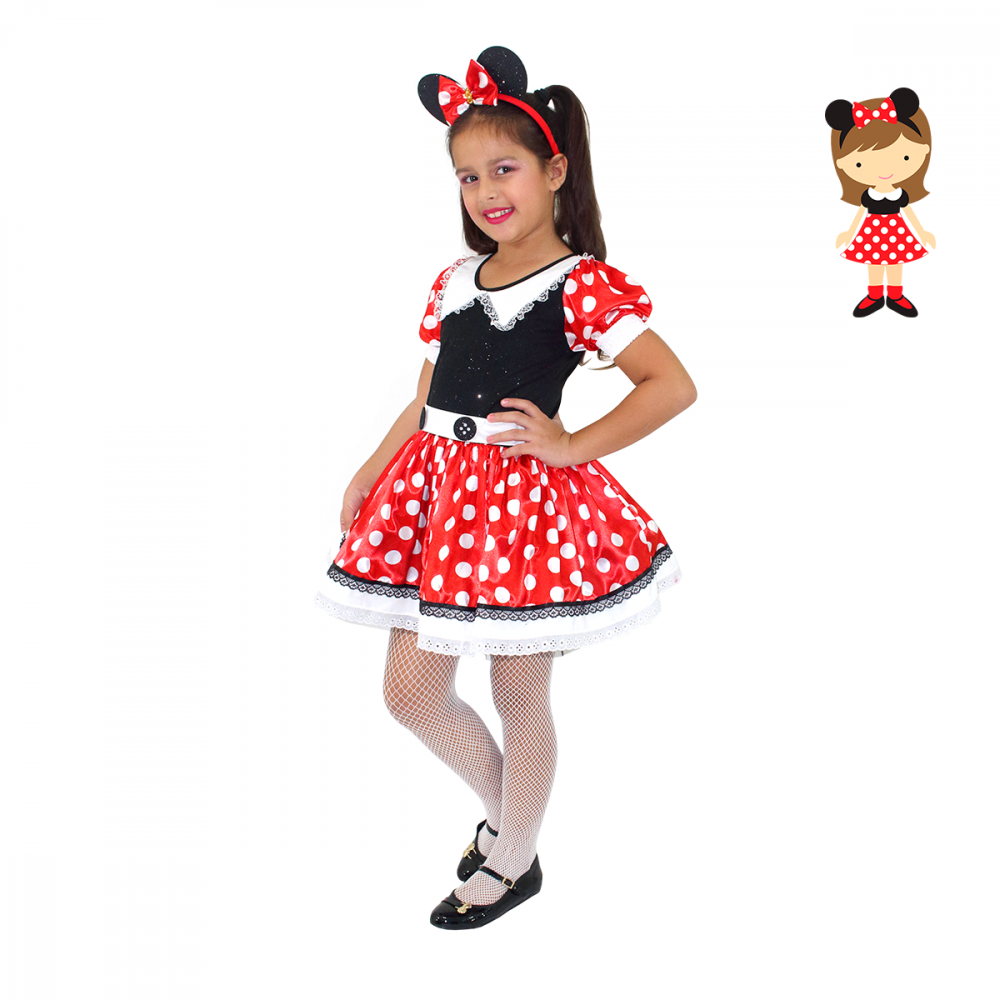 Fantasia Infantil da Minnie Vermelha Luxo