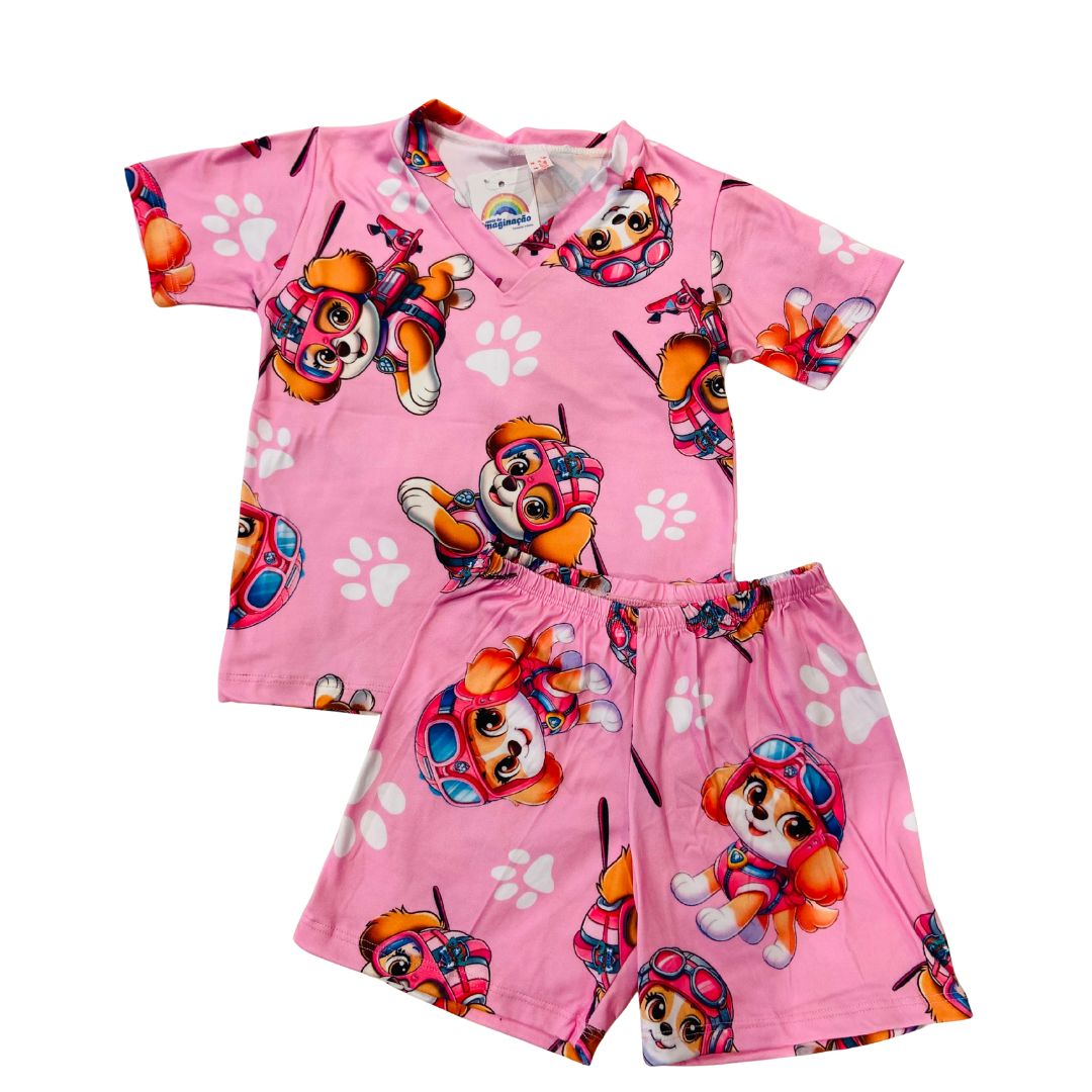 Pijama Infantil Manga Curta Skye Patinha