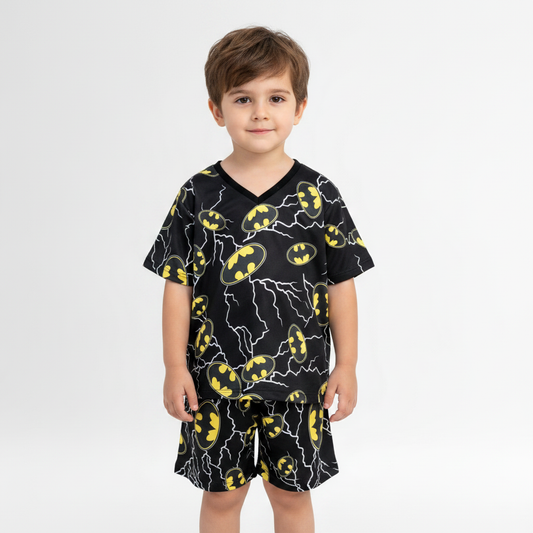 Pijama Infantil Manga Curta Batman Preto