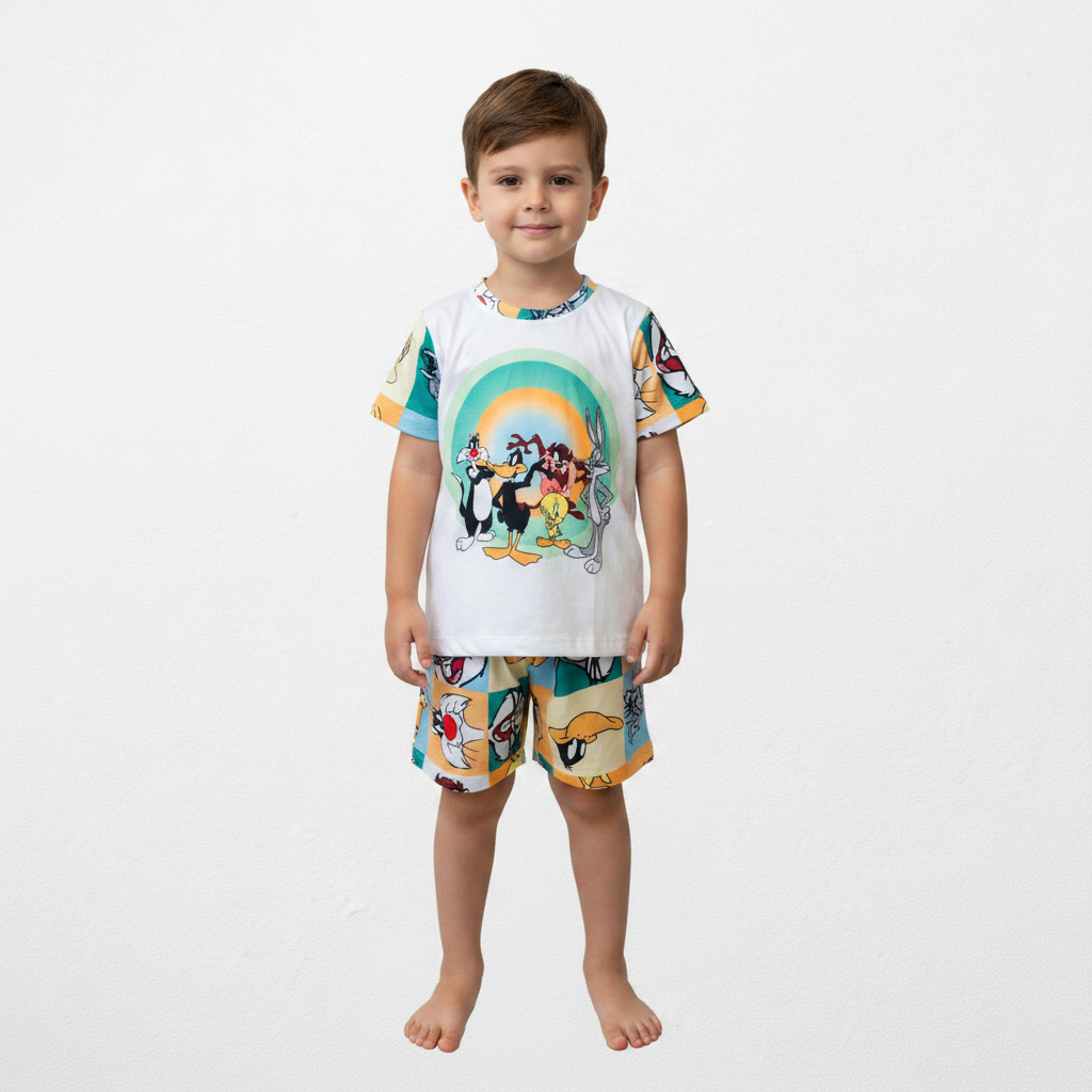 Pijama Infantil Manga Curta Looney Tunes