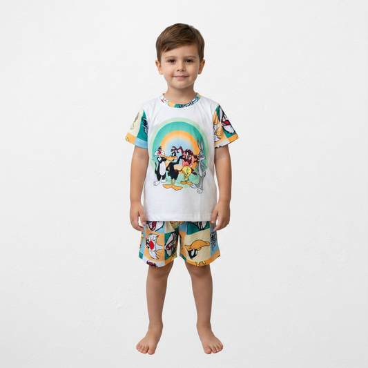 Pijama Infantil Manga Curta Looney Tunes