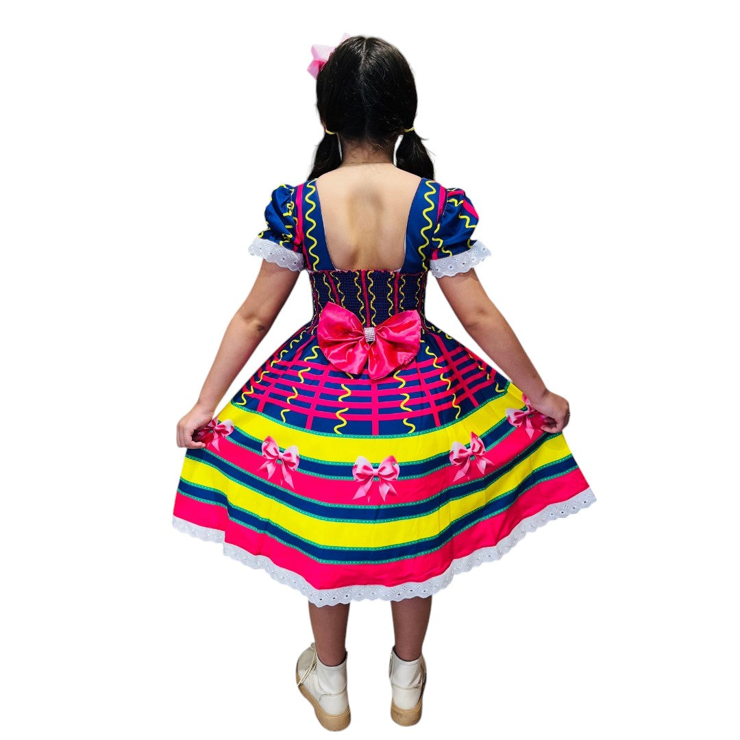 Vestido Festa Junina Luxo Listras