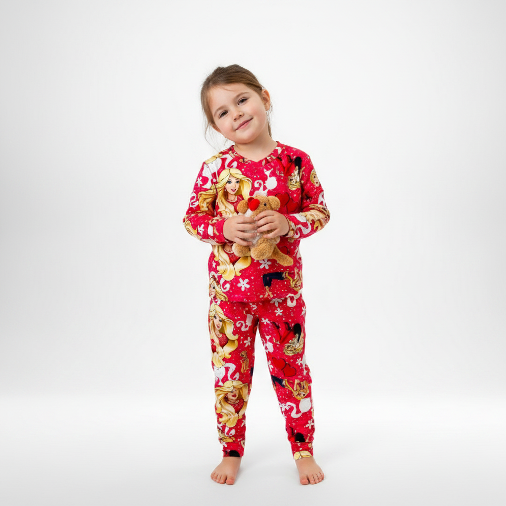 Pijama Infantil Manga Longa Barbie Pink