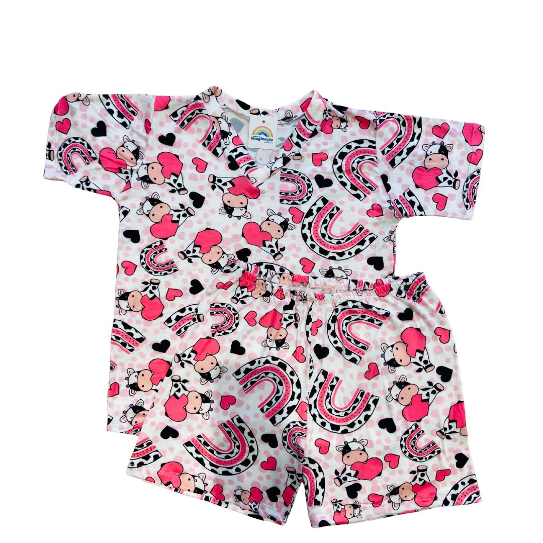Pijama Infantil Manga Curta Vaquinha