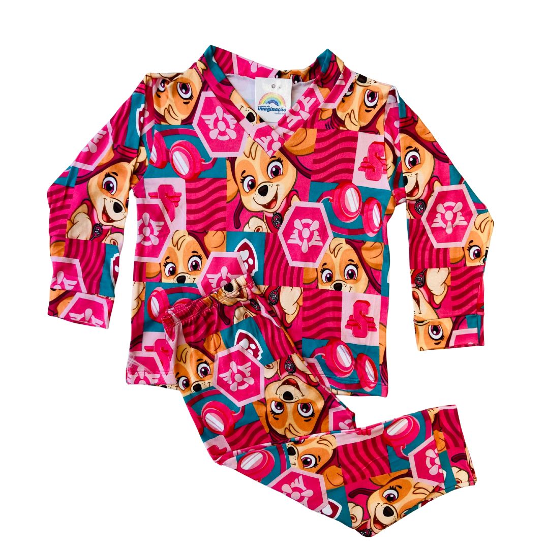 Pijama Infantil Manga Longa Skye Rosa