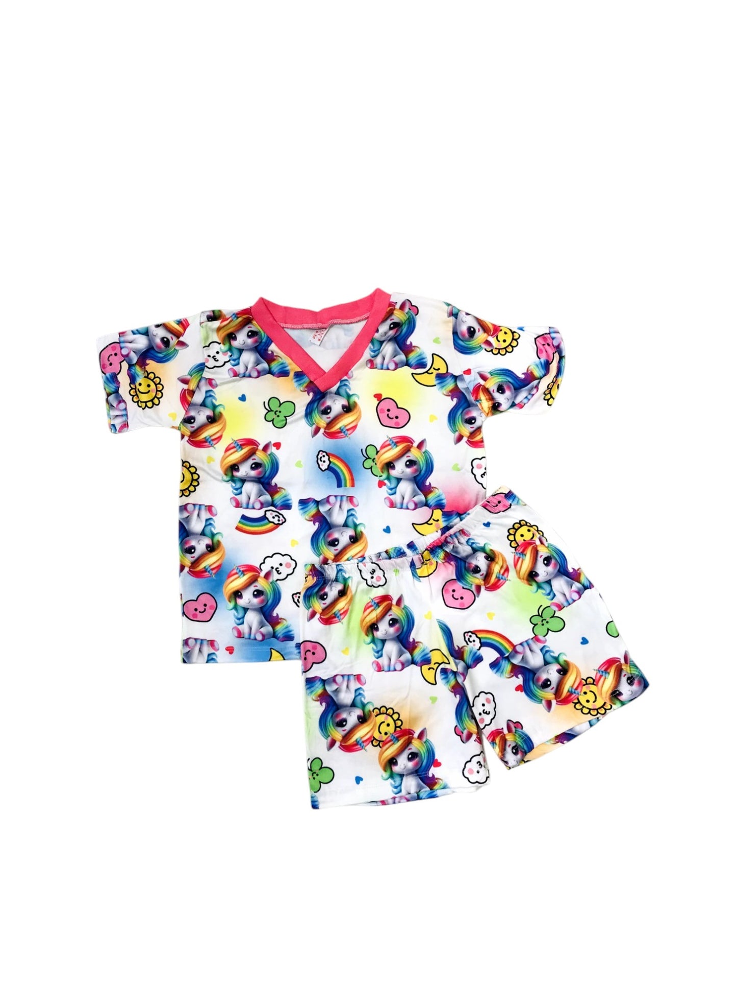 Pijama Infantil Manga Curta Unicornio