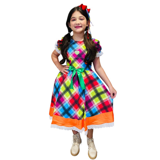 Vestido Festa Junina Luxo Xadrez
