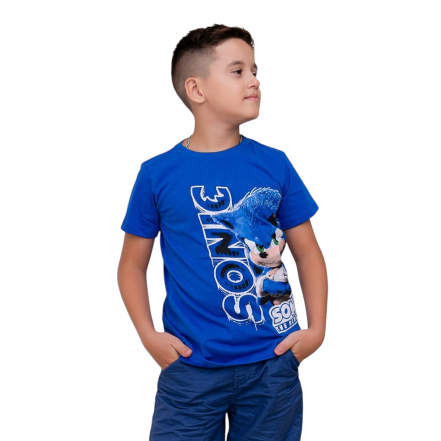 Camisa Infantil Manga Curta Sonic