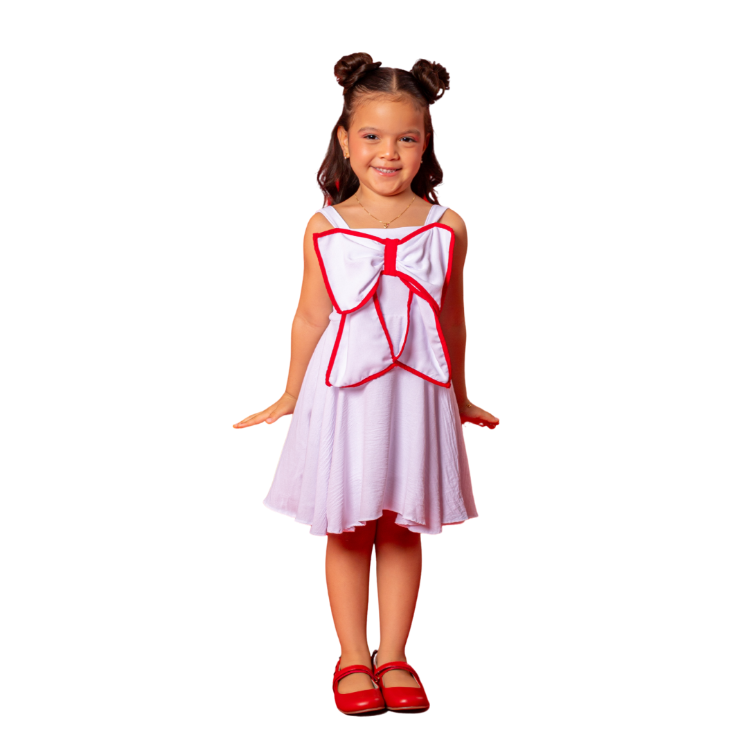 Vestido Infantil Natal Laços Delicados