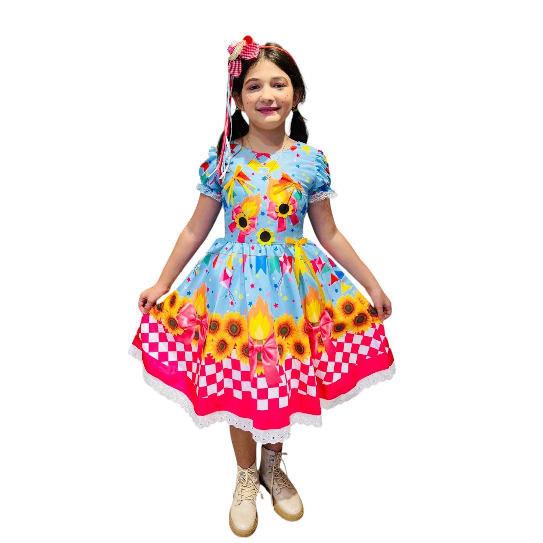Vestido Festa Junina Luxo Girassol
