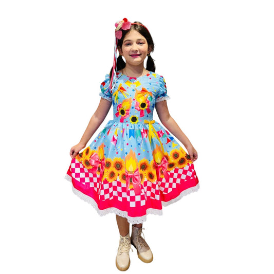 Vestido Festa Junina Luxo Girassol