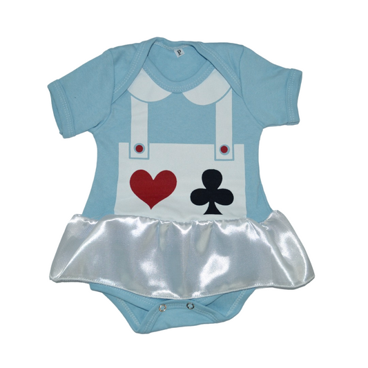 Body Bebê Alice No País Das Maravilhas Com Saia