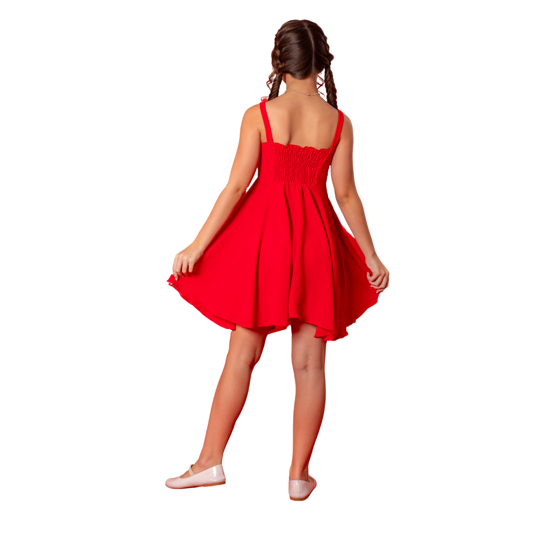 Vestido Infantil Natal Laços Delicados