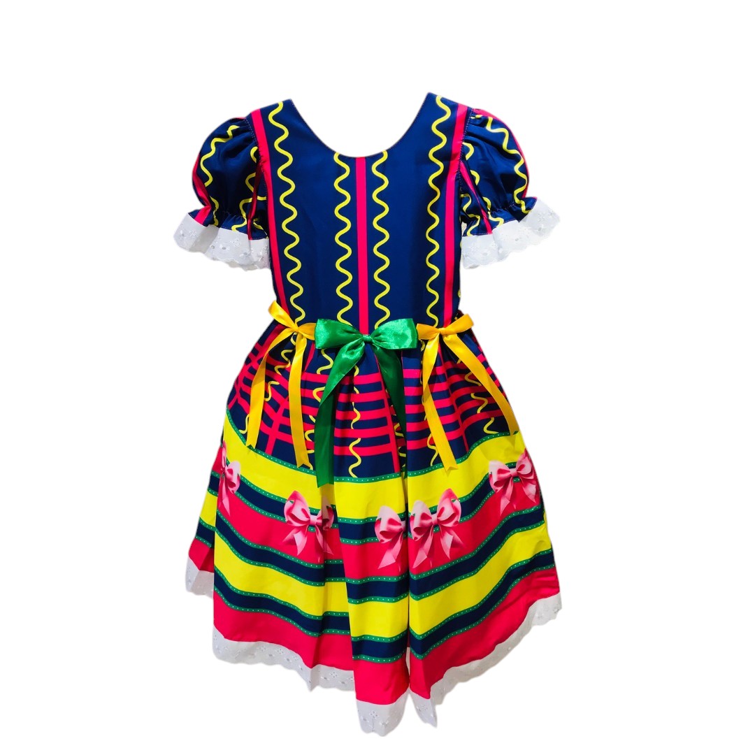 Vestido Festa Junina Luxo Listras