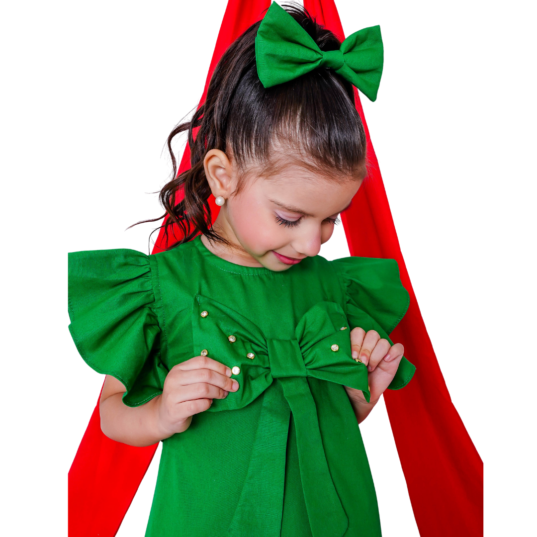 Vestido Infantil Laço Strass