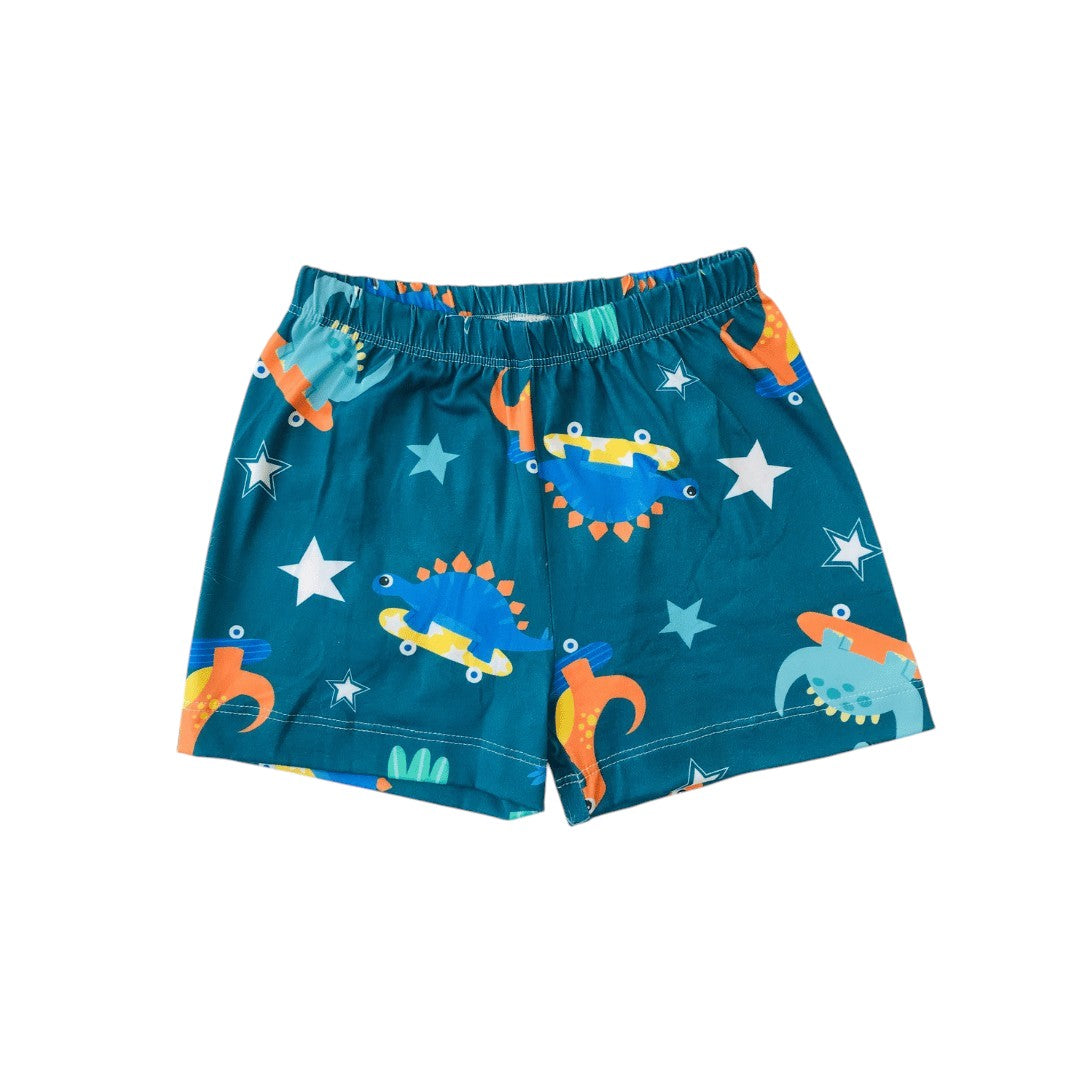 Pijama Infantil Manga Curta Dinossauro Skate