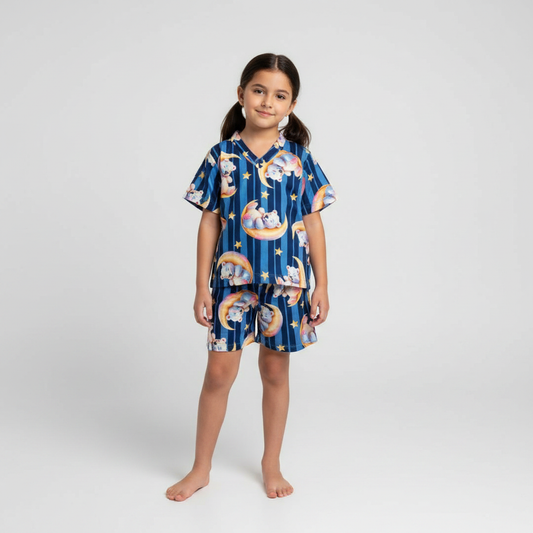 Pijama Infantil Manga Curta Ursinho Lua